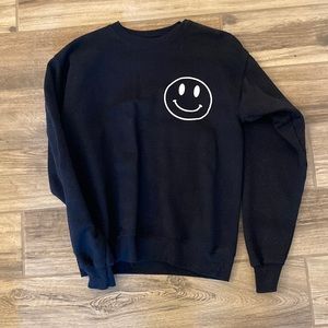 Black womens smiley sweatshirt
